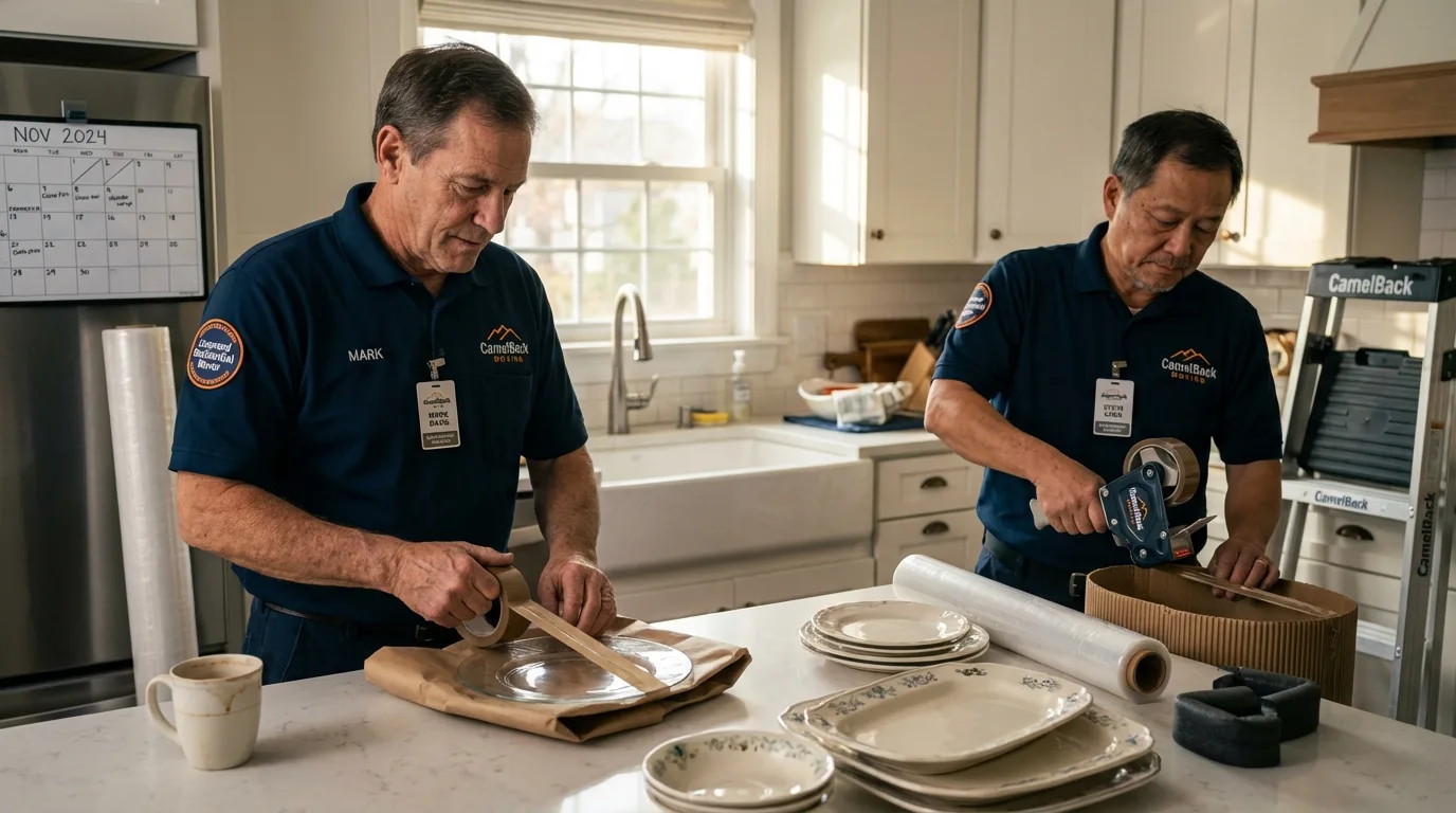 Professional crew packing kitchen dishware in Pinckneyville, IL